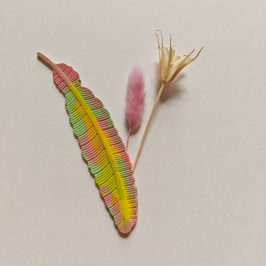 Multicolored feather bookmark