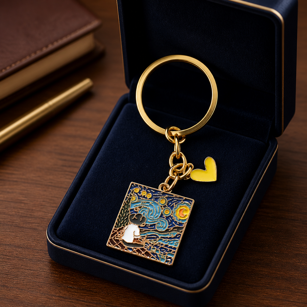 Van Gogh starry night keyring