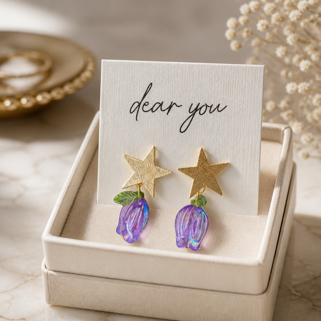 Lavender tulip earrings
