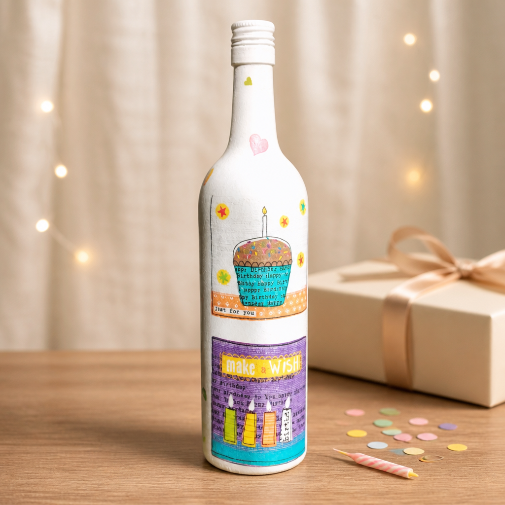 Happy birthday bottle art