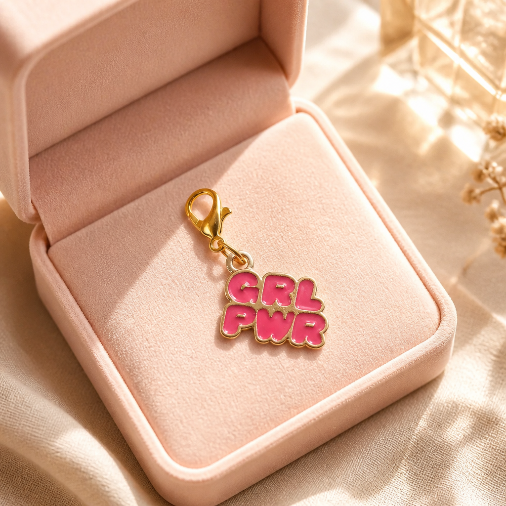 Girl power wallet charm