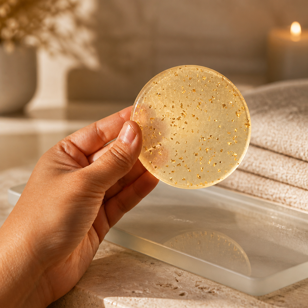 Gold flakes resin coasters