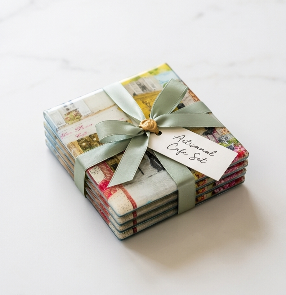 European cafe resin coasters