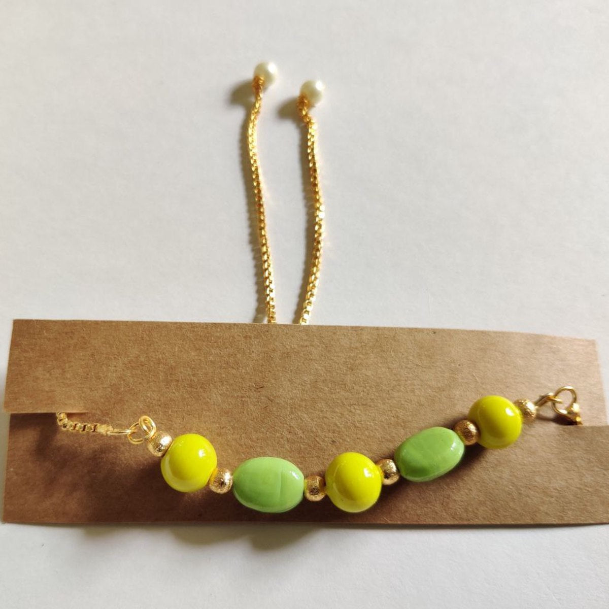 Lemon-green beaded bracelet