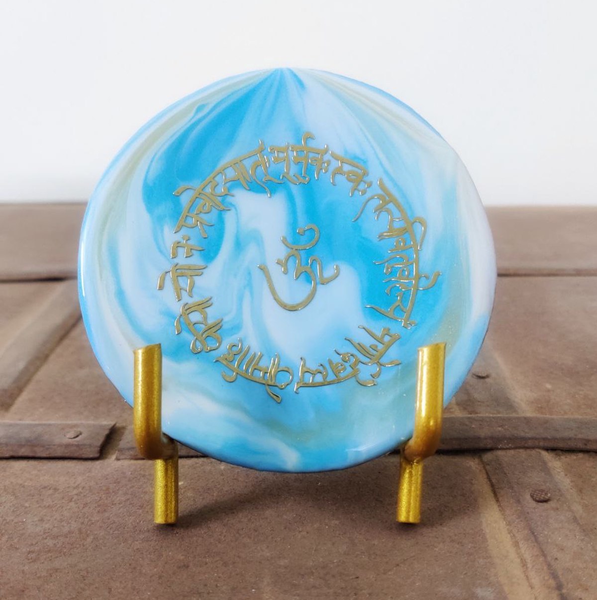 Gayatri mantra frame (round, 4'')