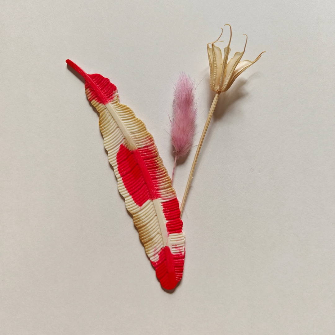 Multicolored feather bookmark