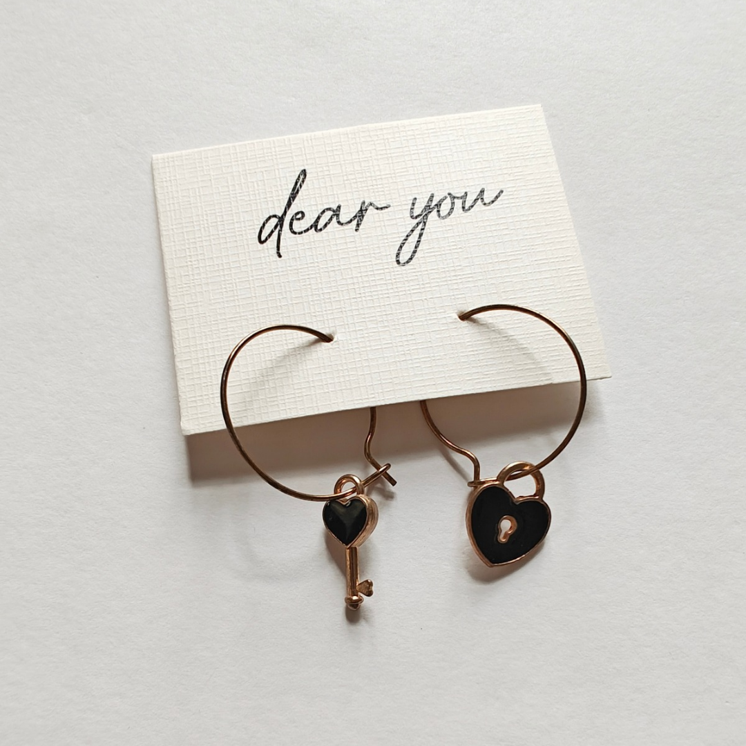 Lock and key earrings