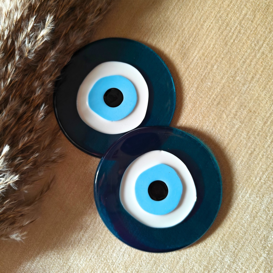 Evil eye resin coasters