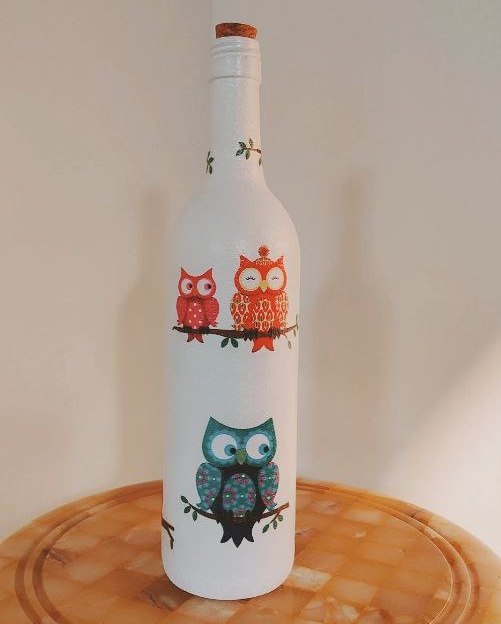 Owl bottle art