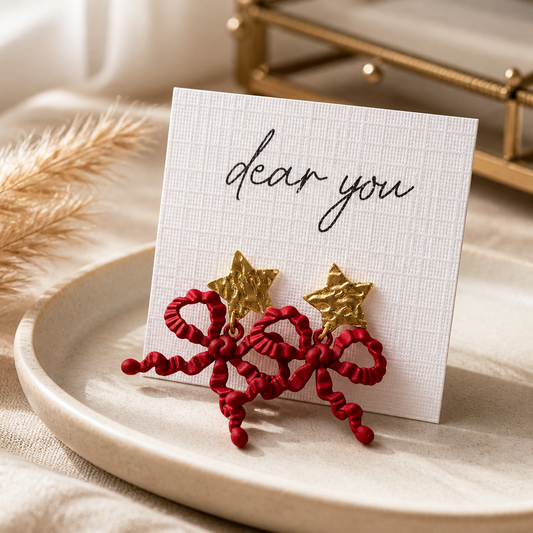 Red bow earrings