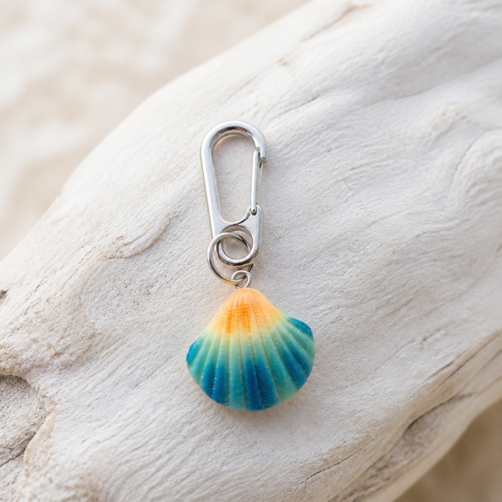 Ombre seashell bag charm
