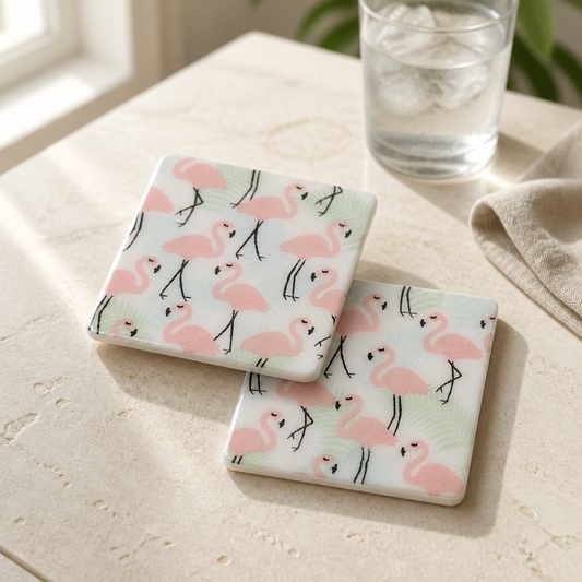 Flamingo resin coasters