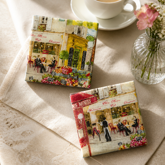 European cafe resin coasters