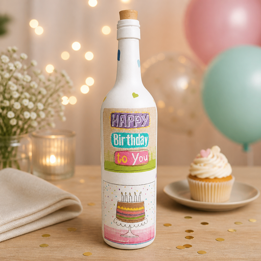 Happy birthday bottle art