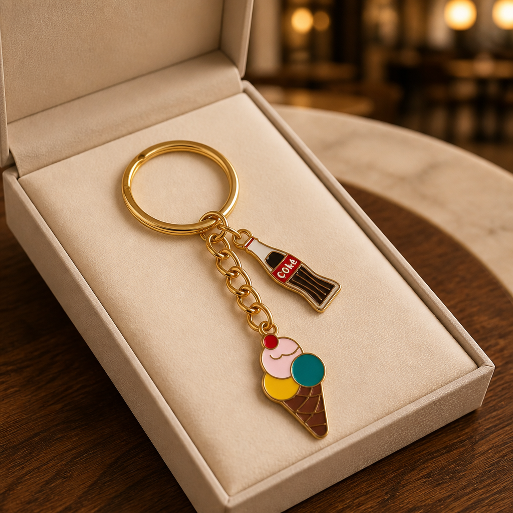 Ice cream + cold drink keyring