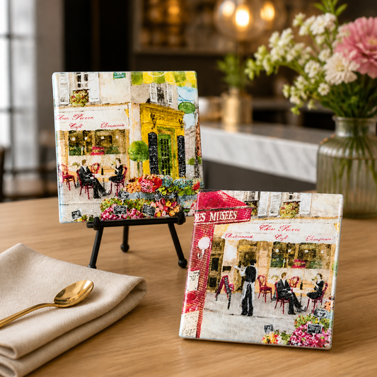European cafe resin coasters