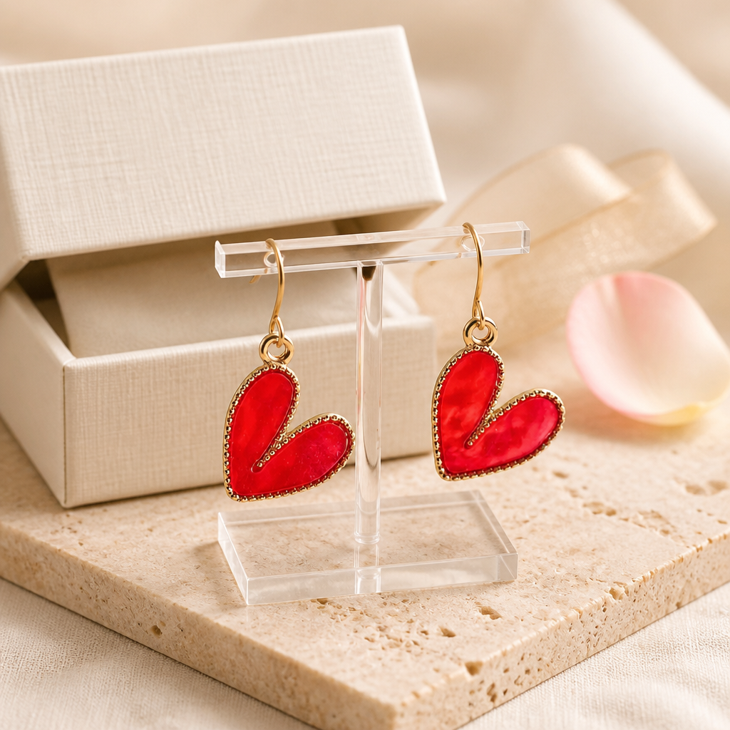Scarlet heart earrings