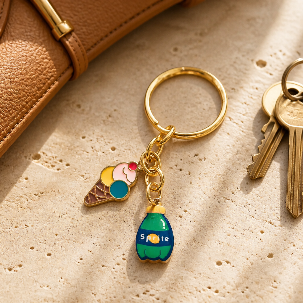 Ice cream + cold drink keyring