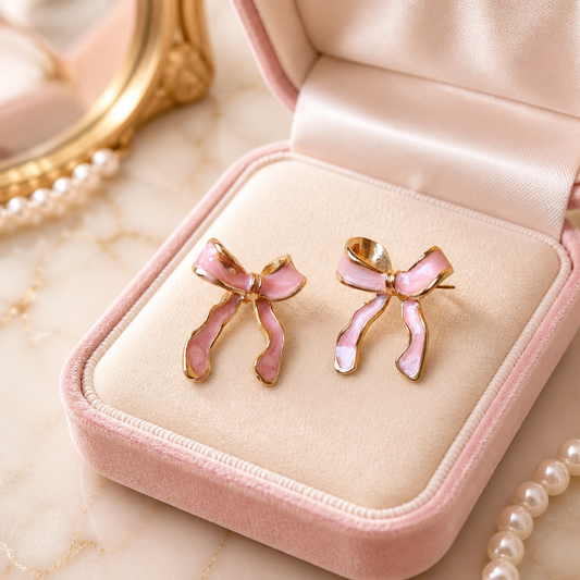 Pink bow knot earrings