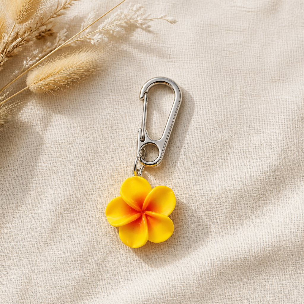 Plumeria bag charm