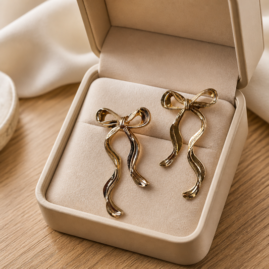 Gold bow knot earrings