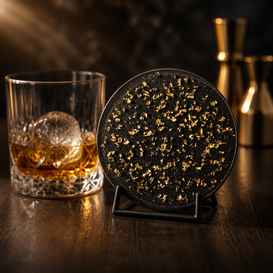 Gold flakes resin coasters