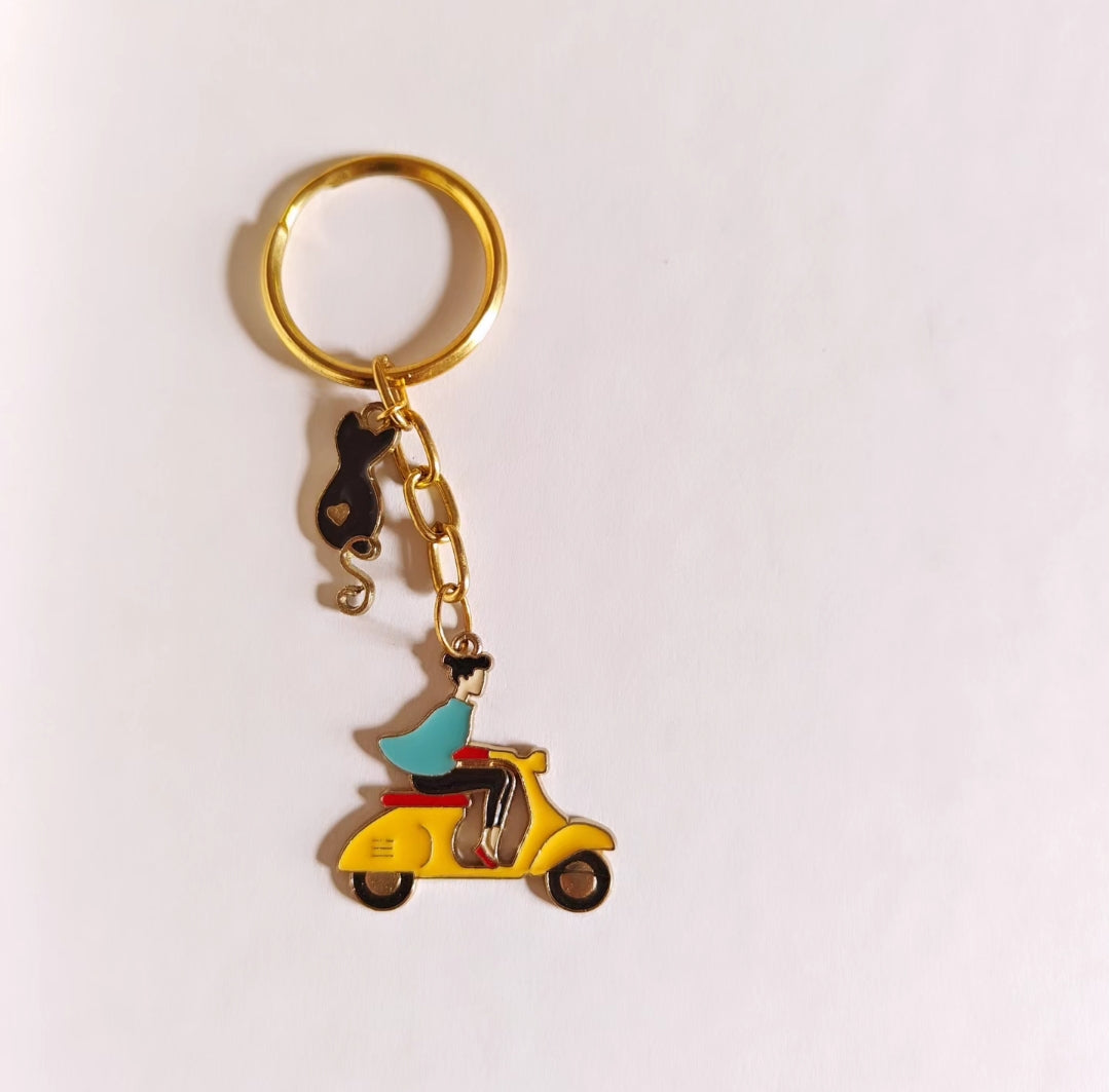 Vespa girl keyring