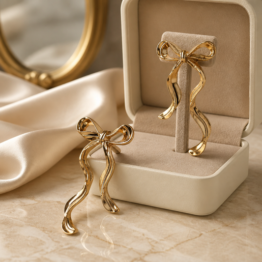 Gold bow knot earrings