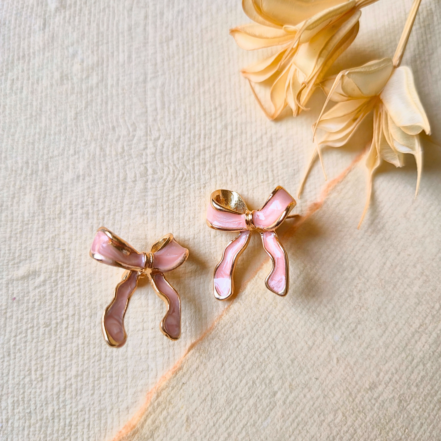 Pink princess bow knot earrings