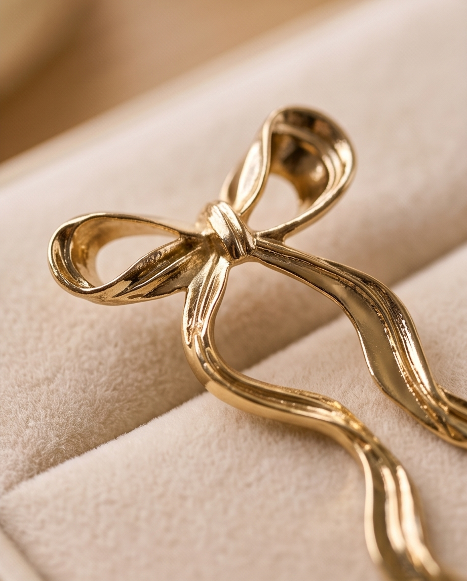 Gold bow knot earrings