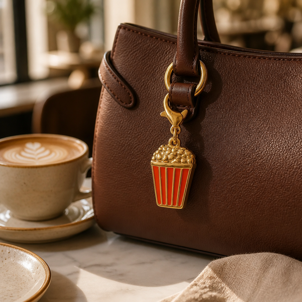 Popcorn wallet charm