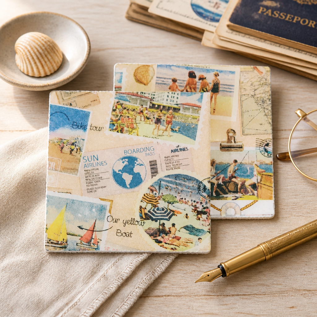 Wanderlust resin coasters