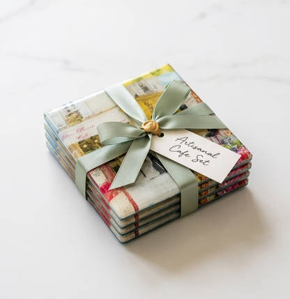 European cafe resin coasters