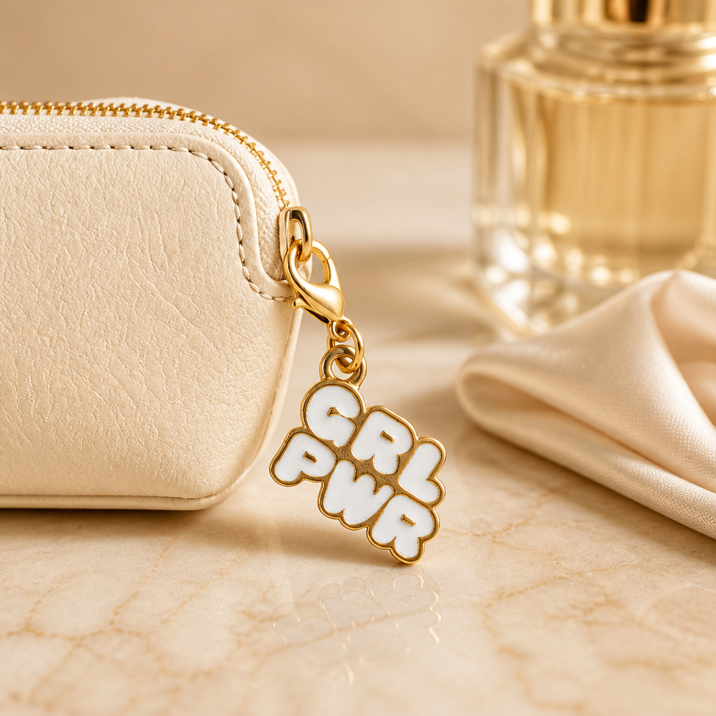 Girl power wallet charm
