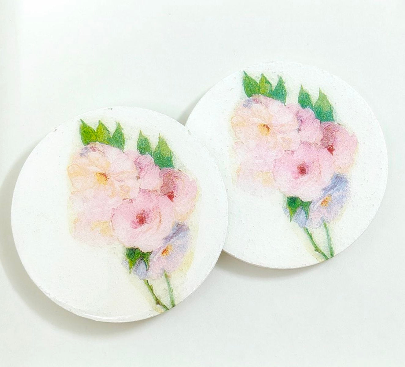 Pink roses resin coasters