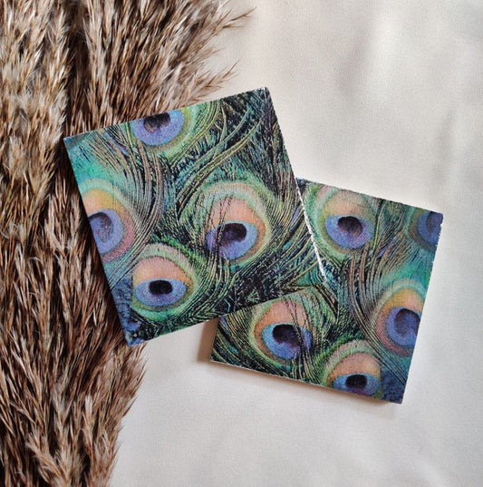 Peacock feather resin coasters