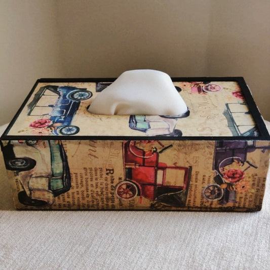 Vintage cars tissue box