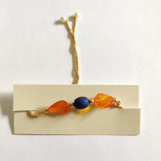 Dark blue-orange beaded bracelet